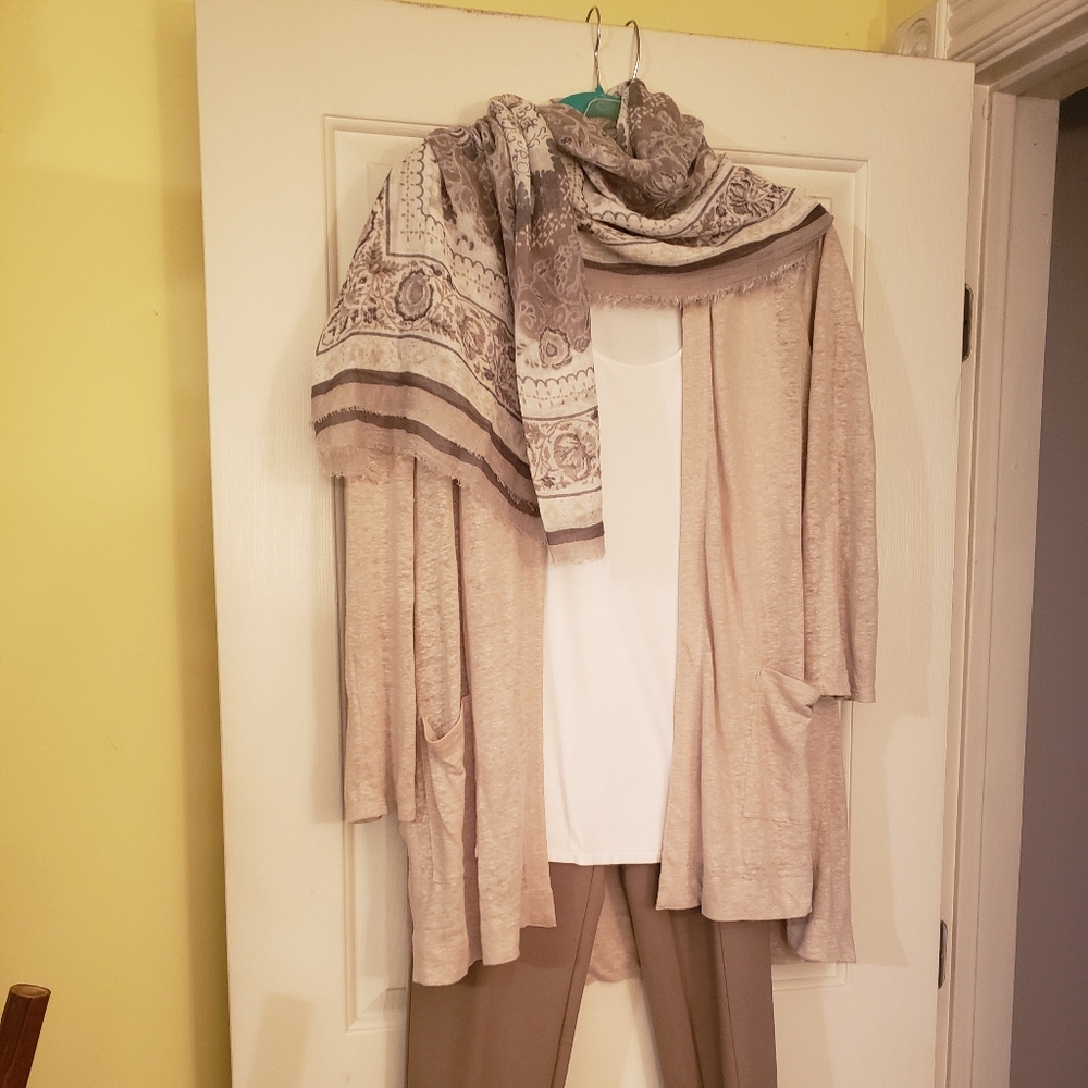 JJill complete outfit!!  Duster/Jacket, Tank top, Pants, and Scarf